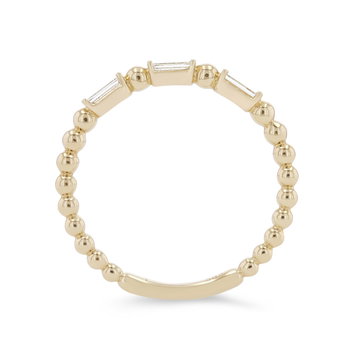 Beaded Baguette Diamond Wedding Band In White Gold 14K