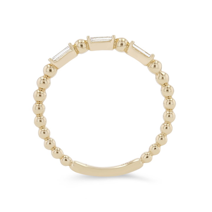 Beaded Baguette Diamond Wedding Band In White Gold 14K