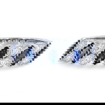 Sapphire and Diamond Milgrain Bezel Band