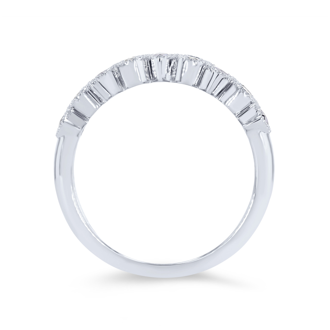 Sapphire and Diamond Milgrain Bezel Wedding Band