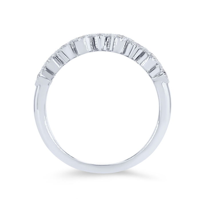 Platinum Sapphire and Diamond Milgrain Bezel Band