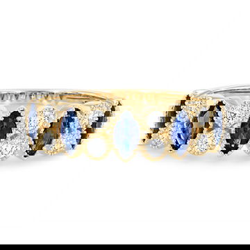 Sapphire and Diamond Milgrain Bezel Band