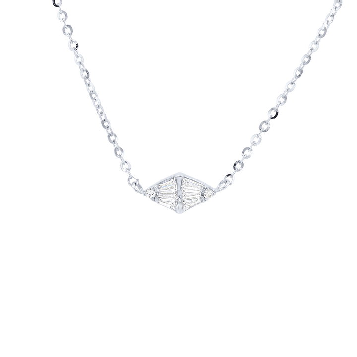 Mixed-Cut Diamond Mosaic Pendant In Solid 14K White Gold