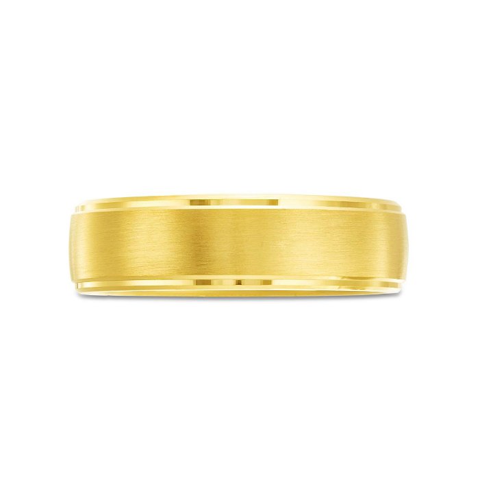 Yellow Gold 14K Matte Drop Edge 6.5mm Wedding Band