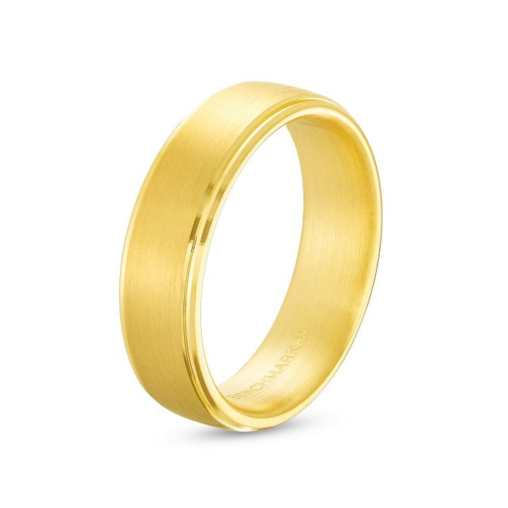 Yellow Gold 14K Matte Drop Edge 6.5mm Wedding Band