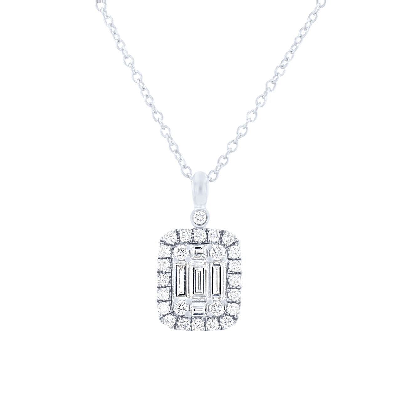 Baguette and Round Diamond Mosaic Pendant