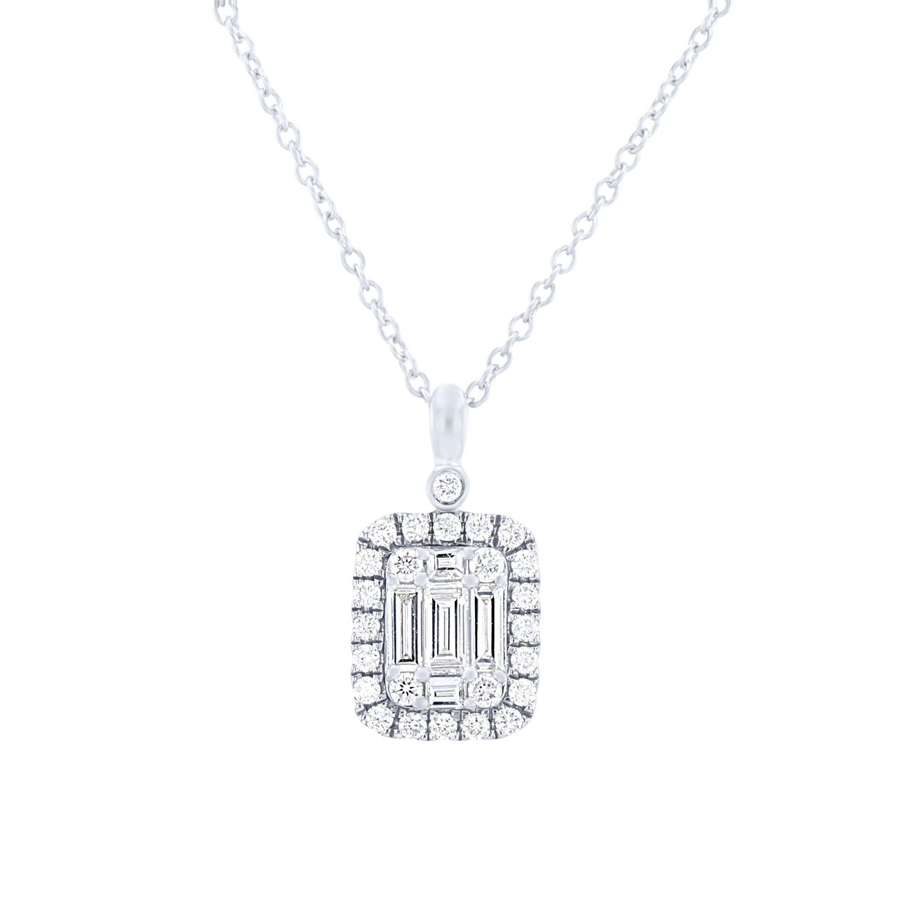 Baguette and Round Diamond Mosaic Pendant 0