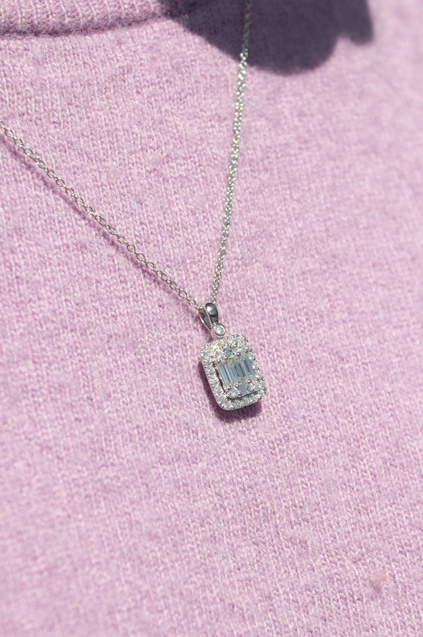 Baguette and Round Diamond Mosaic Pendant