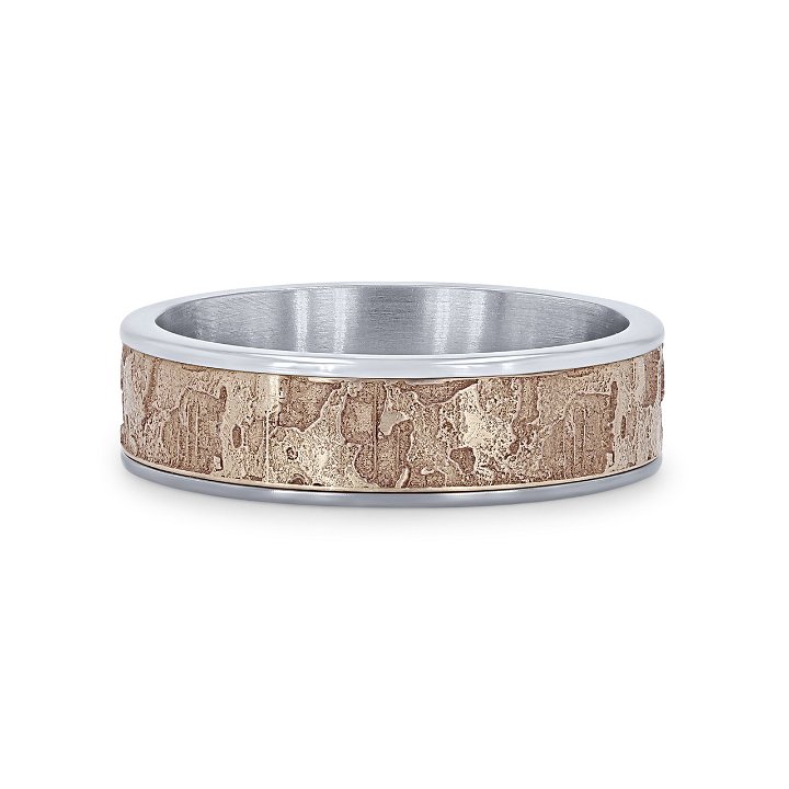 White Gold 14K Fracture Textured 6.5mm Wedding Band