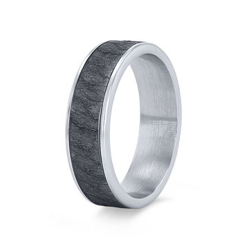 Tantalum and 14k Gold Textured 6.5mm Wedding Band In White Gold/tantalum 14K
