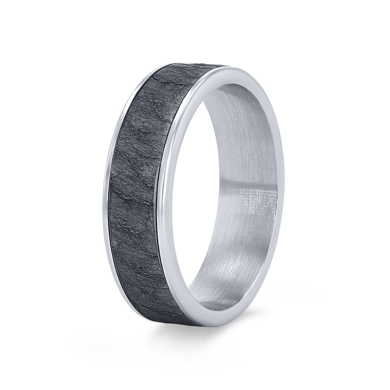 Tantalum and 14k Gold Textured 6.5mm Wedding Band 1