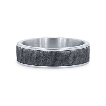 Tantalum and 14k Gold Textured 6.5mm Wedding Band In White Gold/tantalum 14K
