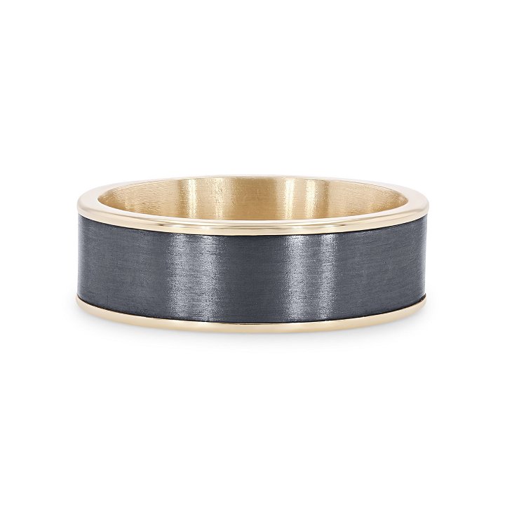 White Gold/tantalum 14K Tantalum and 14k Gold Edge 7.5mm Wedding Band
