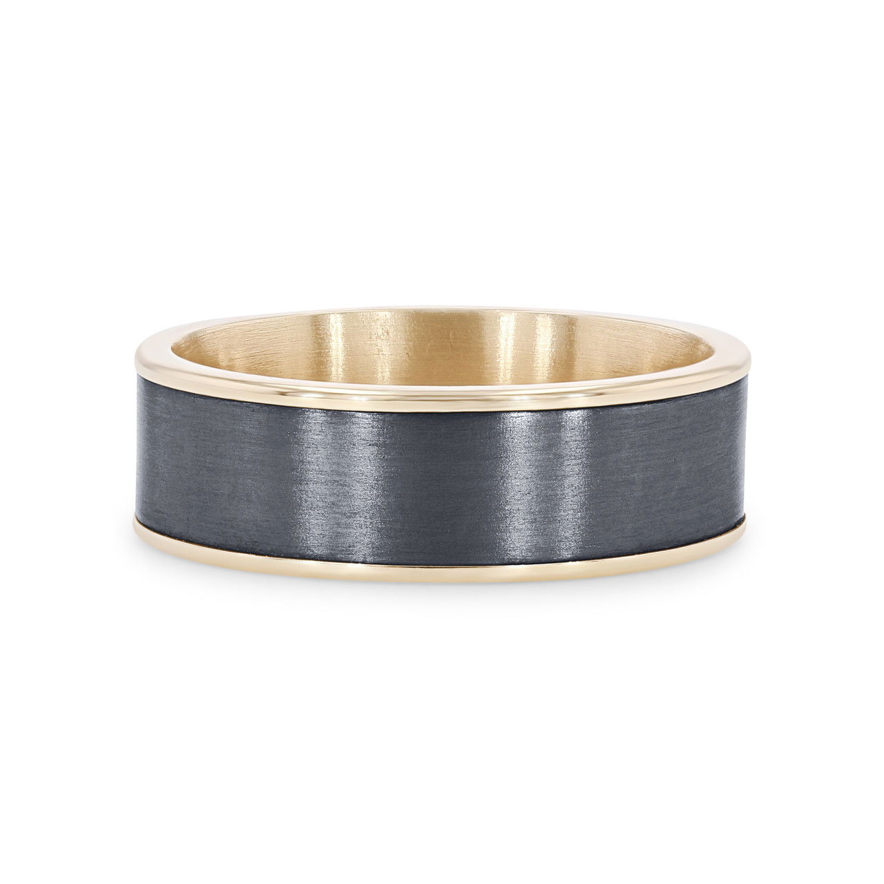 Tantalum and 14k Gold Edge 7.5mm Wedding Band 0