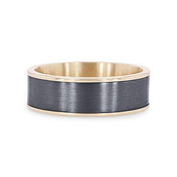 Tantalum and 14k Gold Edge 7.5mm Wedding Band In White Gold/tantalum 14K