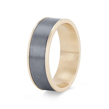 Tantalum and 14k Gold Edge 7.5mm Wedding Band In White Gold/tantalum 14K