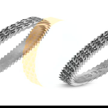 Tantalum and 14k Gold Scale 7.5mm Wedding Band