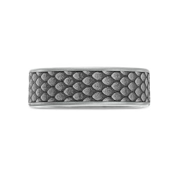 Tantalum and 14k Gold Scale 7.5mm Wedding Band In White Gold/tantalum 14K