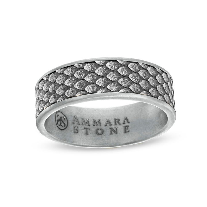 White Gold/tantalum 14K Tantalum and 14k Gold Scale 7.5mm Wedding Band