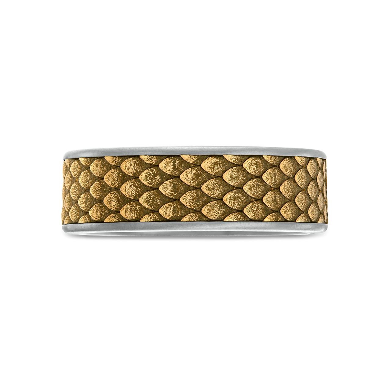 Tantalum and 14k Gold Scale 7.5mm Wedding Band 0