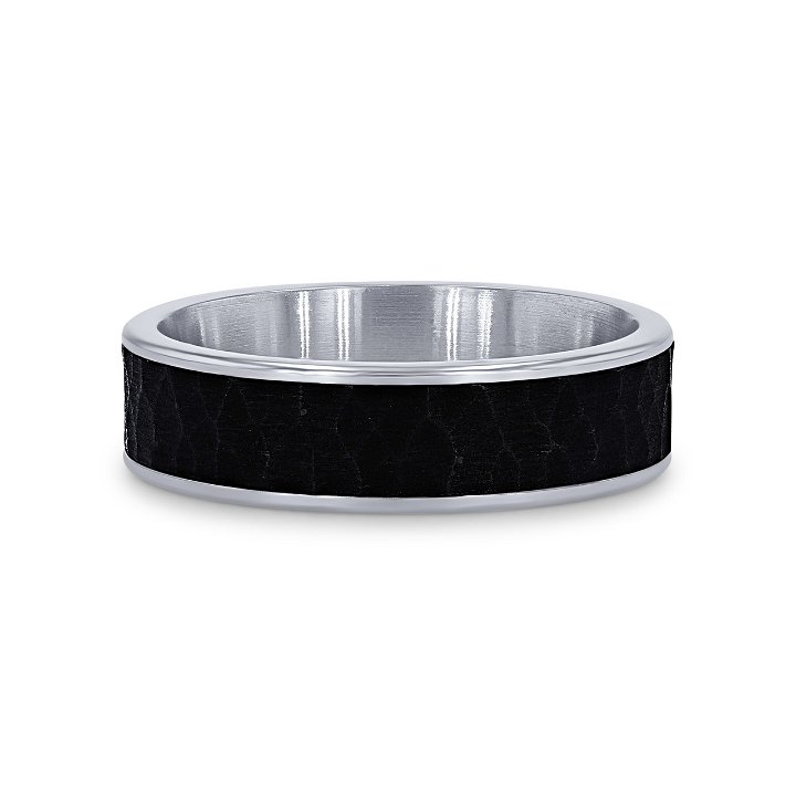 White Gold/tantalum 14K Tantalum and 14k Gold Hammered 6.5mm Wedding Band