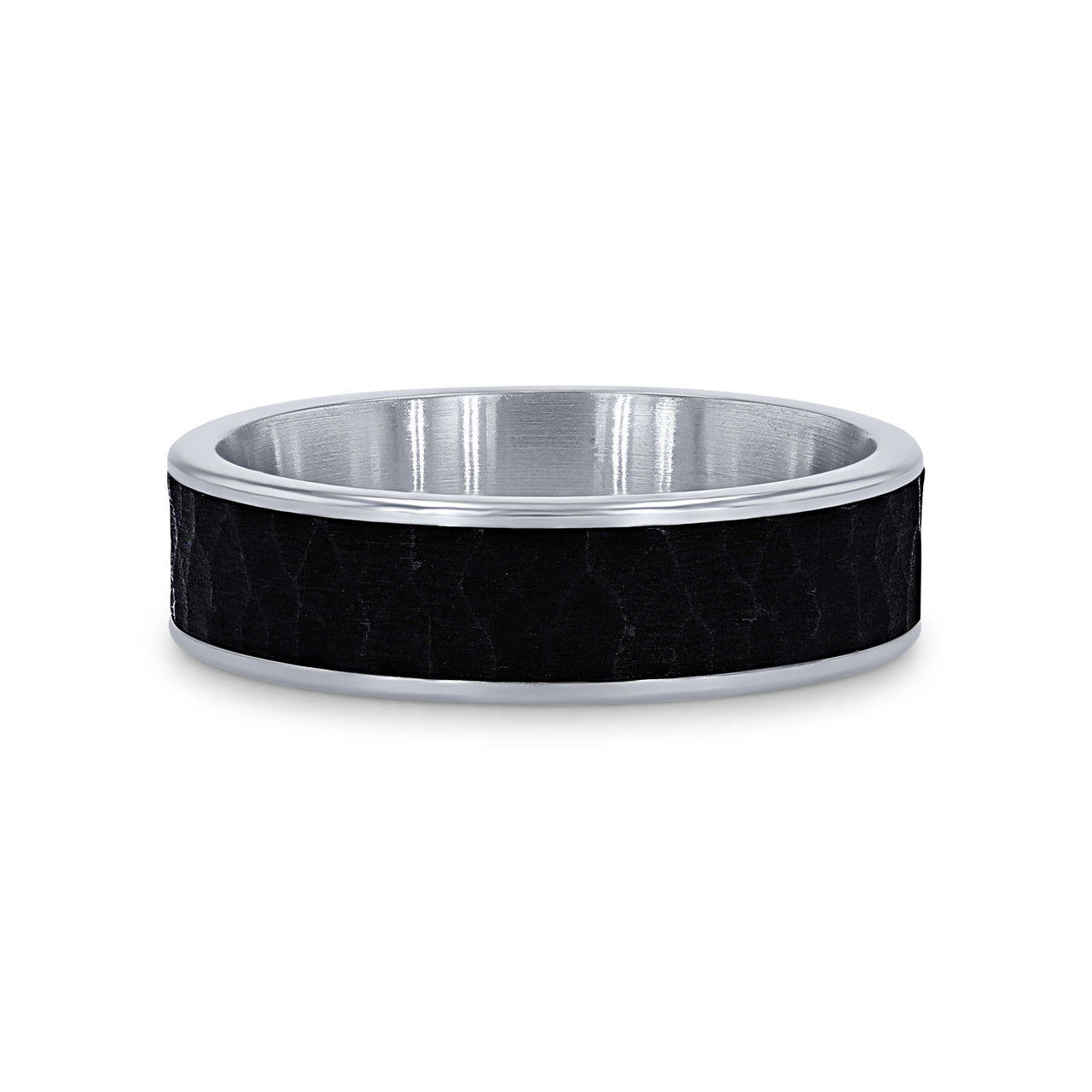 Tantalum and 14k Gold Hammered 6.5mm Wedding Band 0