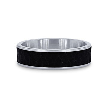 Tantalum and 14k Gold Hammered 6.5mm Wedding Band In White Gold/tantalum 14K