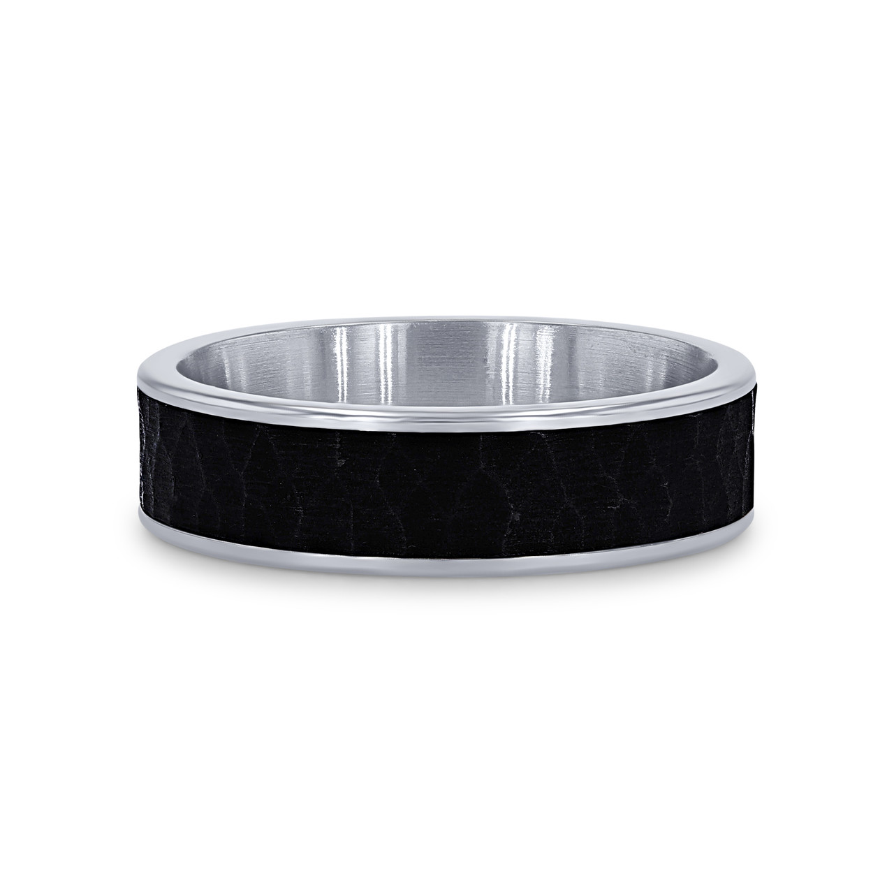 Tantalum and 14k Gold Hammered 6.5mm Wedding Band 0