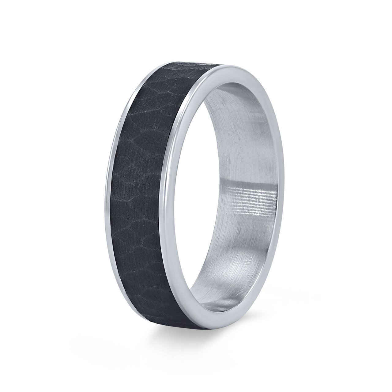 Tantalum and 14k Gold Hammered 6.5mm Wedding Band 1