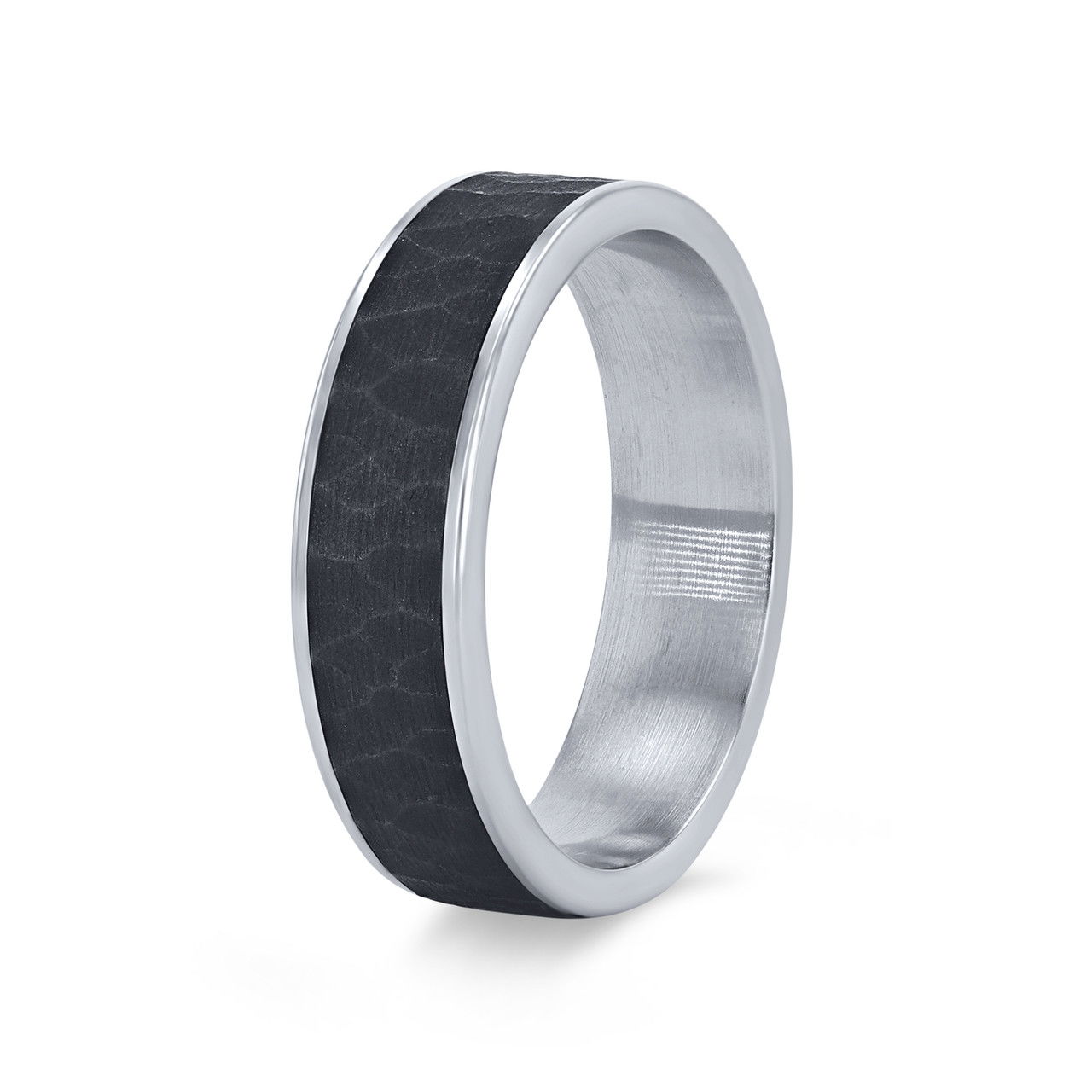 Tantalum and 14k Gold Hammered 6.5mm Wedding Band 1