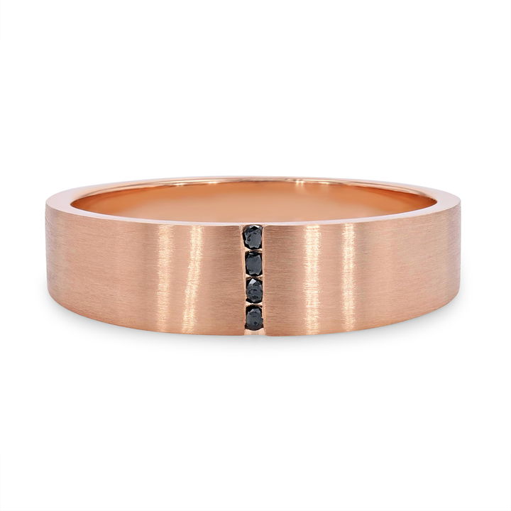 White Gold 14K Black Diamond Matte 6mm Wedding Band