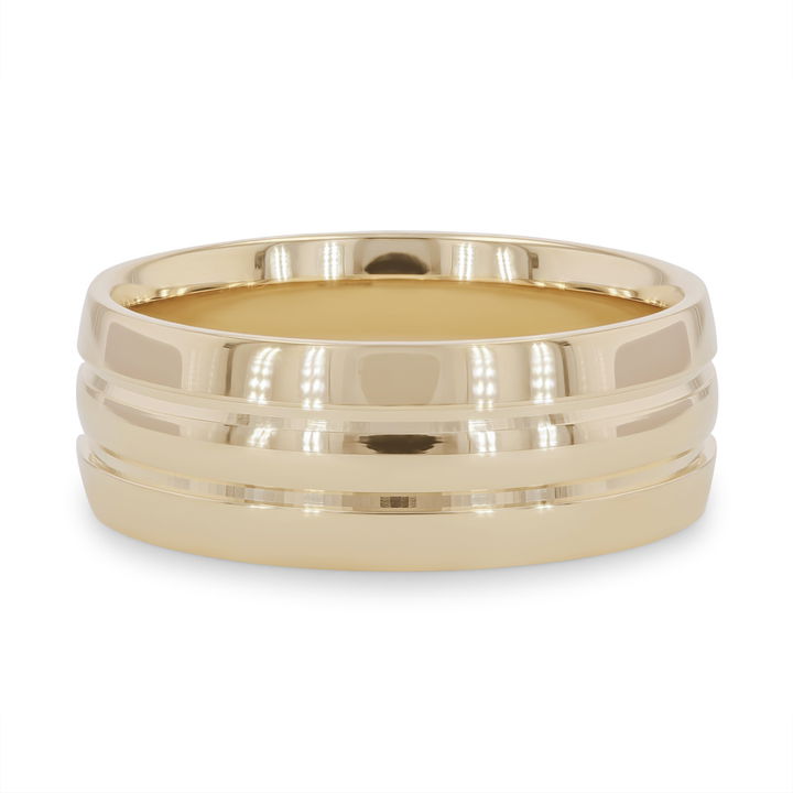 White Gold 14K Multirow Groove 8mm Wedding Band