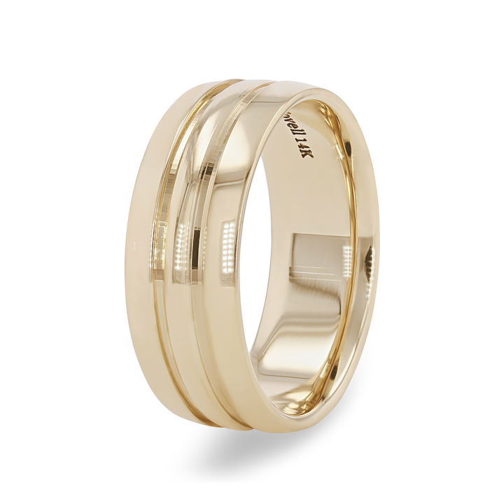 White Gold 14K Multirow Groove 8mm Wedding Band