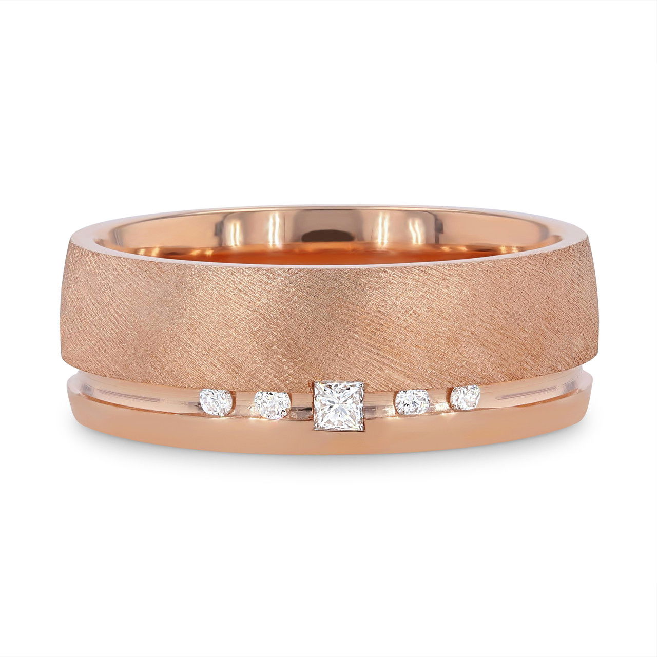 Diamond Groove Textured 8mm Wedding Band Diamonds Direct