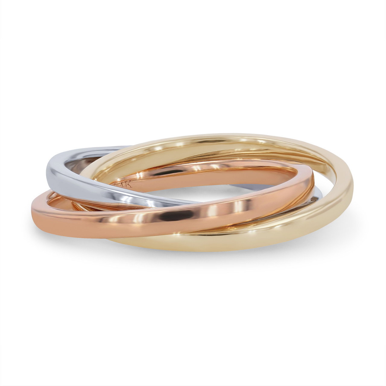 Tri Tone Rolling 2mm Wedding Band 0
