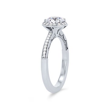 Tacori Coastal Crescent Round Halo Engagement Setting In Yellow Gold 14K