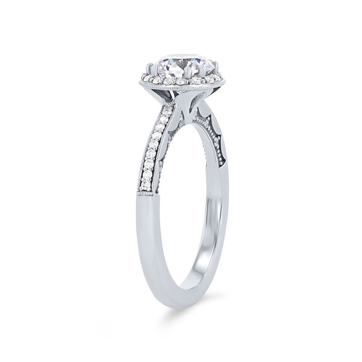 White Gold 14K Tacori Coastal Crescent Round Halo Engagement Setting