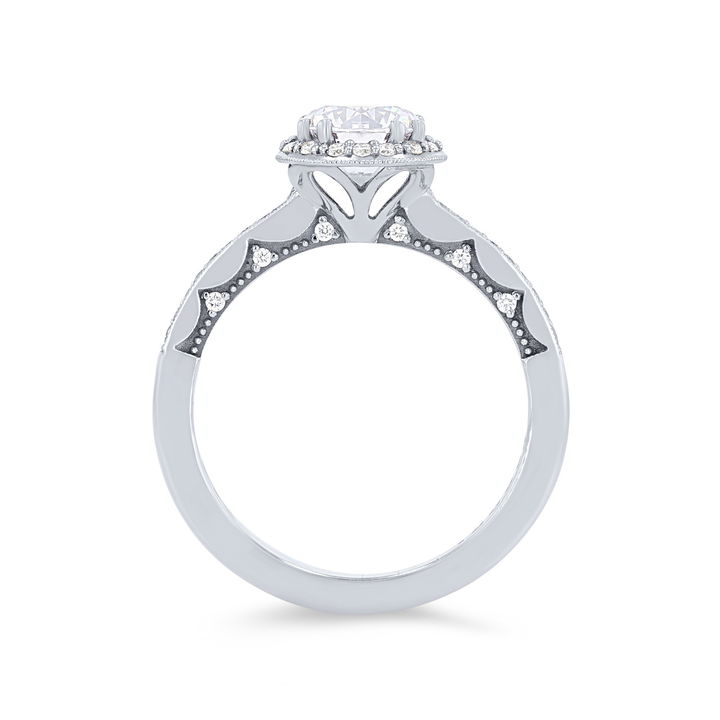 White Gold 14K Tacori Coastal Crescent Round Halo Engagement Setting