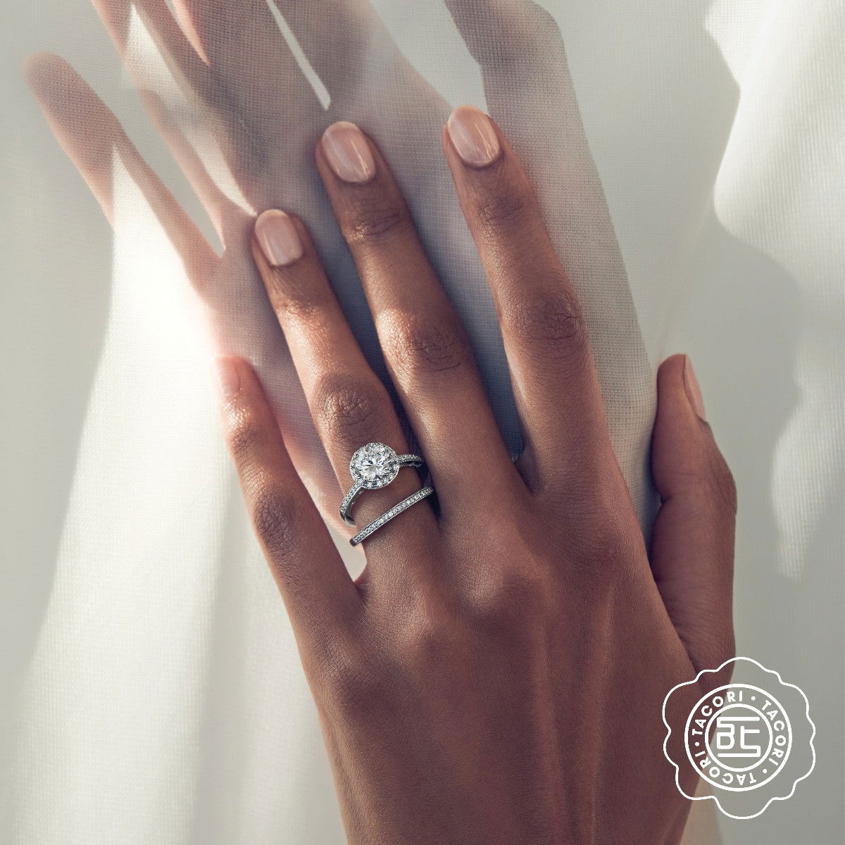Tacori Coastal Crescent Round Halo Engagement Setting