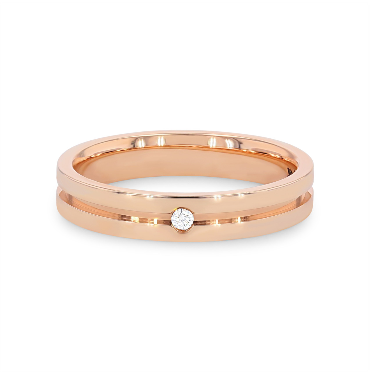 Single Diamond Groove 3.5mm Wedding Band