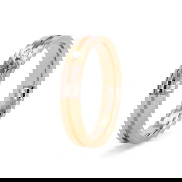 Single Diamond Groove 3.5mm Wedding Band