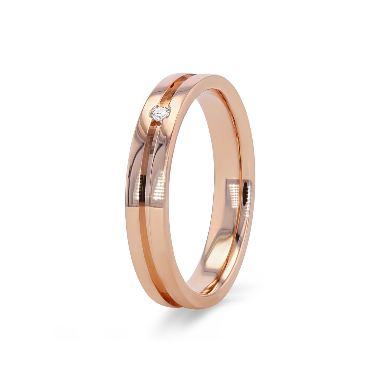 Single Diamond Groove 3.5mm Wedding Band