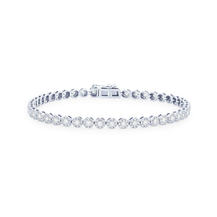 Diamond Cluster Tennis Bracelet In White Gold 14K