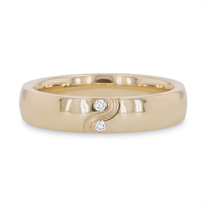 White Gold 14K Swirl Accent Diamond 4mm Wedding Band