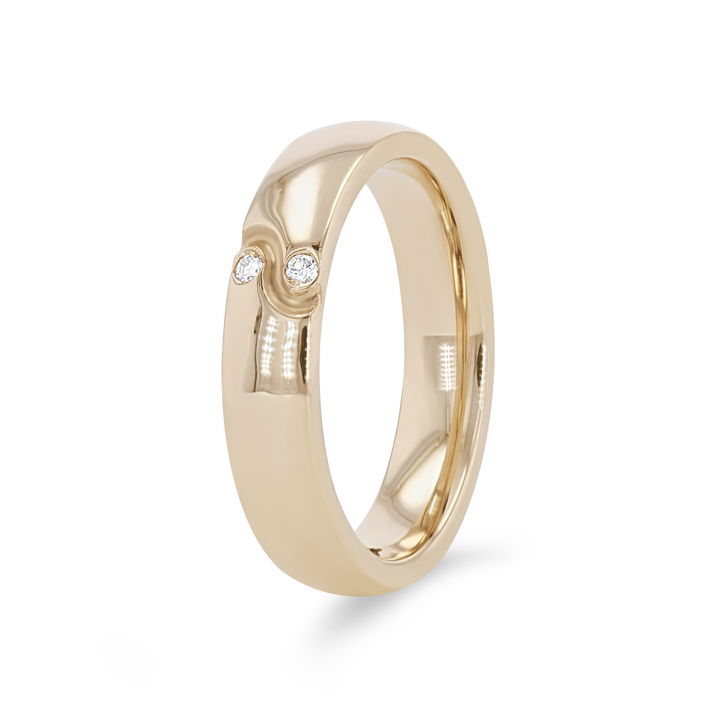 White Gold 14K Swirl Accent Diamond 4mm Wedding Band