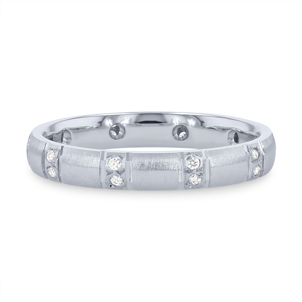 Matte Scatter Diamond 3mm Eternity Wedding Band 0