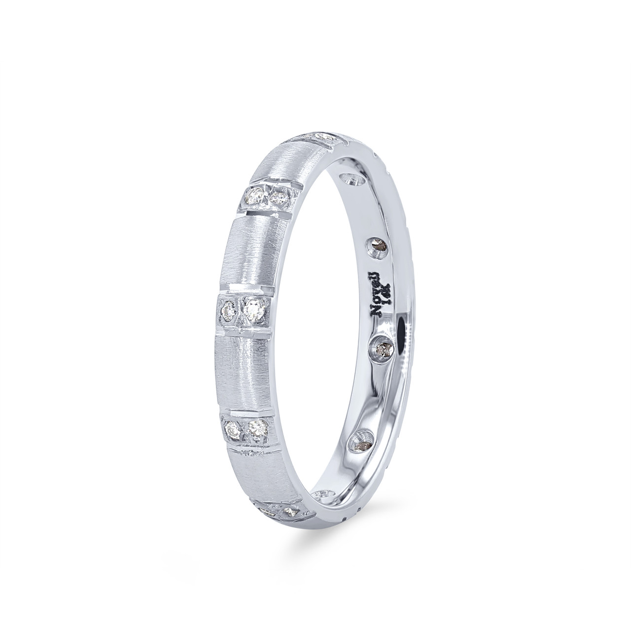 Matte Scatter Diamond 3mm Eternity Wedding Band 1