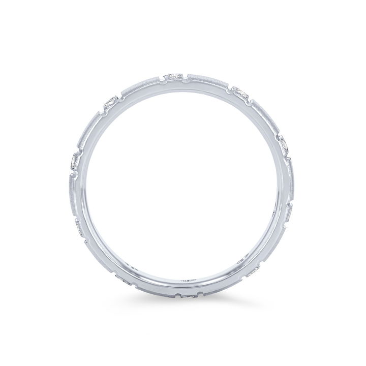 White Gold 14K Matte Scatter Diamond 3mm Eternity Band