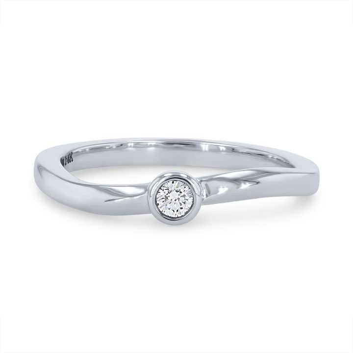 White Gold 14K Bezel Single Diamond Wedding Band