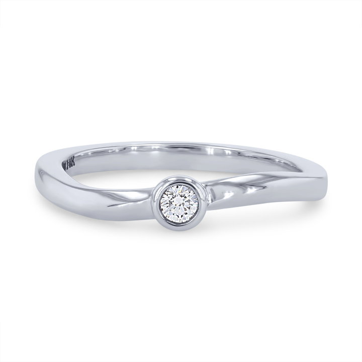 Bezel Single Diamond Wedding Band In White Gold 14K